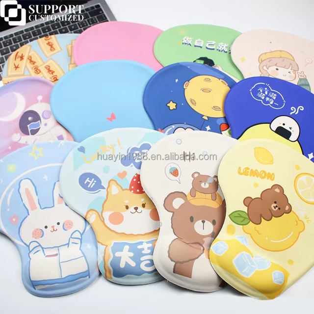 Hot Sale Ergonomic PU Silicone Gel Mousepad Wrist Rest Custom Cute Cartoon Design Gaming Sublimation PU Mousepad Rest