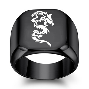 Anillo de Dragón Dorado para Hombre, 18MM Cuadrado, Acero Inoxidable, Joyería de Moda, Regalo - Product Image 4