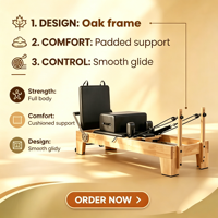 Machine de Pilates MJD M101A Reformer en bois de chêne durable, réglable et portable, pour la maison, la salle de sport, le studio de yoga et la musculation