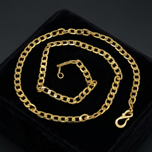 Wholesale 14K 18K 24K Micron Gold Plated Cuban Link Style Chain, <b>Fashion</b> Chain <b>Necklaces</b>, Modern Chain Design, Brass Gold Chain. - Product Image 3