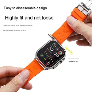 สายนาฬิกาซิลิโคนขายส่งจากโรงงานสำหรับ Apple Watch S11 10 46 มม. 42 มม. Ultra 49 มม. SE 44 มม. พร้อมหัวเข็มขัดสแตนเลส - Product Image 3
