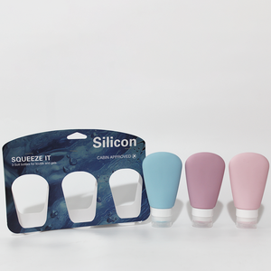 Set de viaje de botellas de silicona ecológicas, fáciles de transportar, para champú, botella de silicona suave y flexible. - Product Image 4