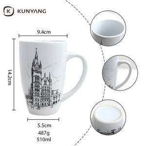 Tazas de Cerámica Personalizadas de Fábrica al por Mayor, Tazas Minimalistas de 17 oz, <span class=keywords><strong>Taza</strong></span> Simple <span class=keywords><strong>Blanca</strong></span> Brillante, Tazas de Café de Cerámica de Recuerdo de la Ciudad - Product Image 2