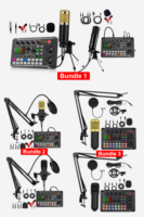 Kit Professionnel de Diffusion en Direct avec Carte Son Audio, Table de Mixage, Support à Bras Articulé, Microphone Condensateur pour Karaoké, Podcast et Enregistrement