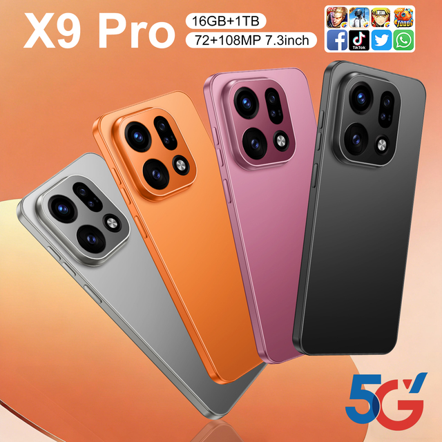 Cheap X9pro 5G Phone 16+512GB Budget Smartphone 108MP Camera 6000mAh Battery Mobile Phones India Celulares Wholesale OEM