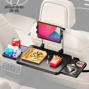 Tablette de siège arrière de <span class=keywords><strong>voiture</strong></span> SHUNWEI SD-1525E en ABS et acier noir, support de volant, <span class=keywords><strong>plateau</strong></span> pliable, charge 15 kg, bureau <span class=keywords><strong>pour</strong></span> ordinateur portable et repas, double usage - Product Image 2
