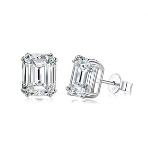 Dylam Jewelry Factory Supplier 925 Sterling <b>Silver</b> Pagoda Cut 4.0ct D VVS1 Moissanite <b>Stud</b> Earrings for Women Dress up - Product Image 2