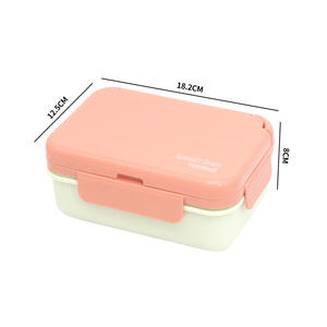 Bencircle N08-1 Cute Heatable Kids <b>Lunch</b> <b>Box</b> Bento Style <b>with</b> Spoon Fork Sauce Cup Portable Plastic Food Container - Product Image 2