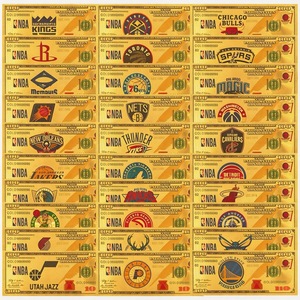 Billetes de Oro de Equipos de Baloncesto en Oferta, Monedas Conmemorativas de Equipos de la <span class=keywords><strong>NBA</strong></span> en Lámina de Oro, Regalos Conmemorativos Coleccionables - Product Image 1