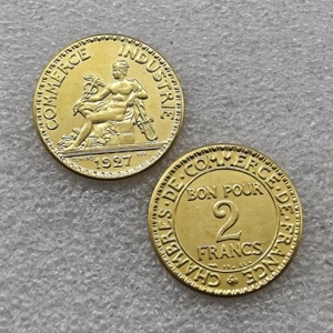 Pièces commémoratives de style antique de <span class=keywords><strong>2</strong></span> francs français de 1927, <span class=keywords><strong>1920</strong></span> (essai), cadeaux, décoration intérieure - Product Image 1