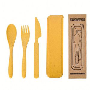 Juego de Cubiertos Personalizado con Logotipo, Ecológico, Escolar, Colorido, Ligero, de Paja de Trigo, Reutilizable, Biodegradable y Duradero, con Tenedor, Cuchillo y Cuchara - Product Image 5