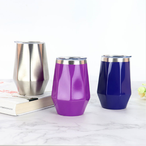 Vaso <span class=keywords><strong>de</strong></span> cerveza <span class=keywords><strong>de</strong></span> vino en forma <span class=keywords><strong>de</strong></span> diamante <span class=keywords><strong>de</strong></span> acero inoxidable <span class=keywords><strong>de</strong></span> doble pared vendedor caliente <span class=keywords><strong>de</strong></span> 12 oz con tapa <span class=keywords><strong>AS</strong></span> - Product Image 1
