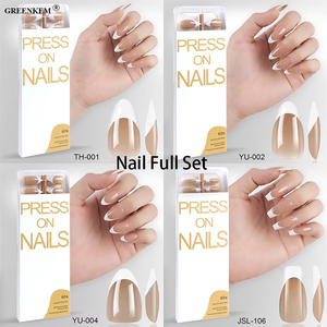 Gels doux 120/150 pièces amande ongles ensemble complet français court Art Patch rose français pointe presse sur les ongles - Product Image 3