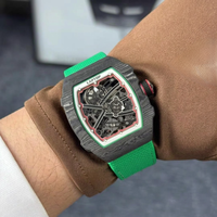 Montre mécanique automatique de luxe pour homme 6702, de haute qualité, avec cristal saphir, boîtier en fibre de carbone, bracelet en nylon, style hip-hop, sport