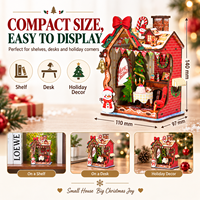 Kit de maison miniature en bois de Noël à faire soi-même, puzzle 3D, décoration de bureau pour les fêtes, objet de collection, idée cadeau de Noël