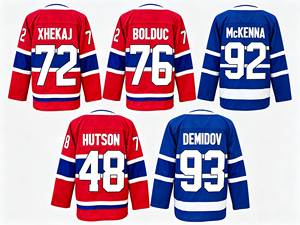 Custom <b>Men</b> Ice Hockey Jersey 100% Polyester V-Neck <b>Long</b> <b>Sleeve</b> Team Name Number Print OEM Service - Product Image 1