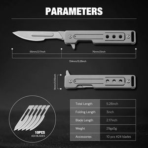 DIY Handicraft Carving Interchangeable Blades Versatile EDC <b>Tool</b> Folding Pocket Knife for Precision Cutting <b>Crafting</b> - Product Image 2