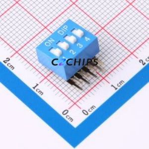 DA-04-B DIP Switch Through hole Component (THT) Switch ( Number of Switch Sections: 4 )( Lead Spacing: 2.54mm )( Color: Blue ) - Product Image 1