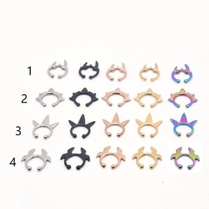 Acero inoxidable Halloween joyería geométrica murciélago <span class=keywords><strong>nariz</strong></span> Clip Unisex oro cuerno <span class=keywords><strong>nariz</strong></span> anillos ninguno <span class=keywords><strong>Piercing</strong></span> <span class=keywords><strong>nariz</strong></span> anillo - Product Image 4