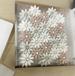 กระเบื้องโมเสคหินอ่อนธรรมชาติลายดอกไม้แบบฉีดน้ำ สำหรับตกแต่งผนังห้องนอน ระเบียง ห้องน้ำ ภายในอาคาร - Product Image 5