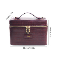 Trousse de Toilette de Voyage Imperméable en Cuir PU Motif Crocodile Grande Capacité avec Séparateurs