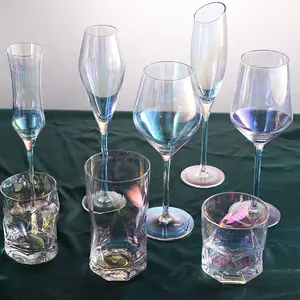 Copa de vino de 480ml, copas decorativas de lujo chapadas en iones, de colores, de grado alimenticio, no se destiñe