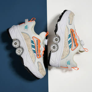 Sopat Kids Skateboarding <b>Shoes</b> Print Round Toe Mesh Lining <b>Cushioned</b> Two Wheels Size 30-43 BZX11 - Product Image 3