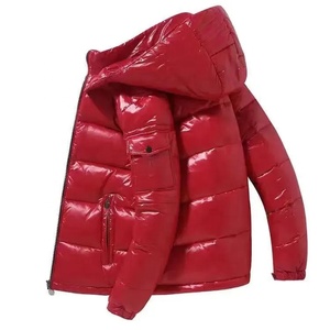 OEM abajo abrigo bombardero brillante Puffer chaqueta de los hombres 2024 hecho de fábrica nuevo diseño hombres cara brillante tendencia con capucha corto grueso invierno - Product Image 3