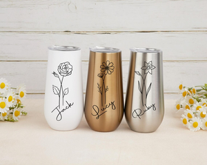 Tasse de proposition de demoiselle d'honneur en bouteille de fleur en acier inoxydable de 6oz personnalisée avec gobelet à couvercle pour les occasions spéciales - Product Image 4