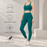 Ensemble de yoga pour femme : Soutien-gorge de sport, Leggings de fitness et de course à dos croisé, Pantalon taille haute effet push-up, Respirant et uni