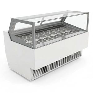 Vitrine Réfrigérée Commerciale pour Gelato et Crèmes Glacées, 12/16 Bacs, Verre Courbé, Congélateur pour Sucettes Glacées, Idéale pour Salons de Crème Glacée - Product Image 5