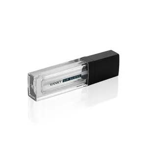 New Design Transparent 8ml Square Lip Gloss Plastic Tube Packaging With Fluffy Brush Lip Gloss Tube