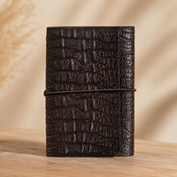 Carnet A5 personnalisé en cuir PU gaufré crocodile, reliure rigide cousue, pliable en trois, rechargeable, avec breloque en dentelle, style boutique