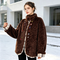 Manteau en fausse fourrure pour femme de style vintage, manteau d'hiver à la mode sur mesure, manteau en polaire ample et chaud