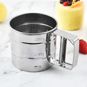 Cooking Baking Utensil Pastry Cake Kitchen Stainless Steel Manual Handheld Press Flour Sieve Sugar Strainer Sifter Flour Sifter