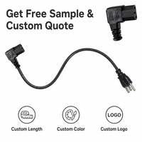 Câble d'alimentation C13 à angle droit NEMA 5-15P vers IEC C13, câble CA 18AWG 10A 125V mis à la terre pour PC de bureau, moniteur, imprimante, noir