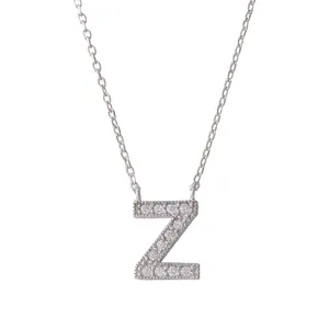 Bijoux à la mode pour femmes 3A zircon incrusté de lettre pendentif en argent sterling 925 collier cadeau de noël