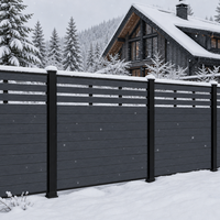 Panneaux de clôture semi-privée en WPC anthracite foncé, lames de clôture en bois composite pour villa, patio, jardin, cour arrière