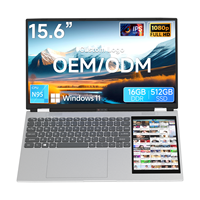 Nuovo Laptop Intel N95 con Doppio Display 15.6"+7", Raffreddamento ad Alte Prestazioni, Uso Aziendale, Tastiera Inglese, Windows 11, 16GB RAM, SSD, IPS