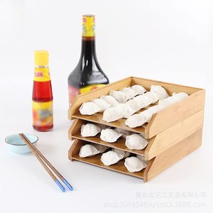 Wooden Stackable Dumpling <b>Tray</b> Rectangle Shape For Kitchen <b>Storage</b> Home Use - Product Image 2