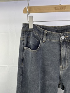 Özel OEM marka tasarımcısı klasik Trendt hafif streç Denim kumlanmış yıkama erkek lacivert düz kot - Product Image 2