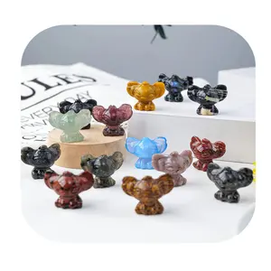 Wholesale Crystal sculpture High quality natural Crystal healing stones DIY Crystal carving Stitch doll for decoration