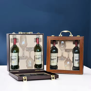 Maleta de Cuero Marrón con Forro de Terciopelo Rojo y Asa para Guardar Joyas, Relojes y Gafas, Caja Rígida - Product Image 3