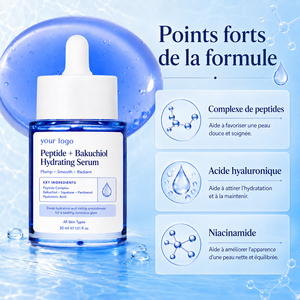 Sérum facial anti-âge premium raffermissant et éclaircissant pour peaux abîmées, réparateur cutané, à base de peptides longue durée et d'acide hyaluronique, pour tous types de peaux - Product Image 2