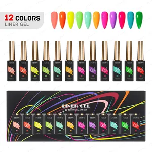 Jting Gratis Unieke Design Liner Gel Box 12 Kleuren Neon Serie Nail Art Liner Gel Polish Oem Aanpassen Private Label