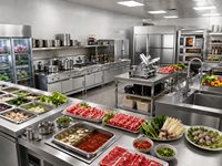Ensemble complet d'équipements de cuisine en acier inoxydable Grace Commercial Catering pour hôtel, restaurant et commerce alimentaire