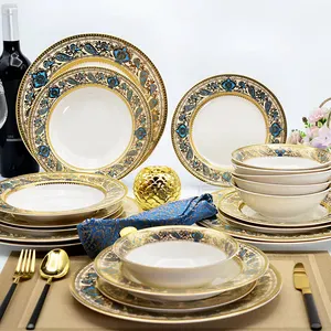 24-teilig hochzeit gold farbe porzellan abendessen schale sets europäischem stil geschirr geschirrset