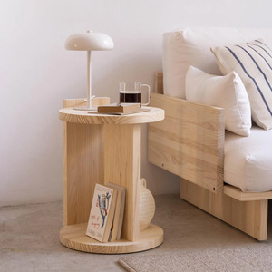 Estante de Almacenamiento Redondo de Madera con Soporte de Niveles para Exhibición en Interiores, Material de Madera de 2 Niveles - Product Image 5