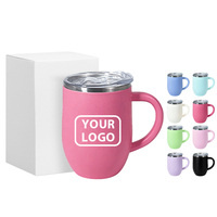 Gobelet isotherme double paroi 12oz en acier inoxydable intérieur et plastique extérieur, avec poignée, personnalisable avec logo ODM, pour vin, usage domestique, bureau et voyage