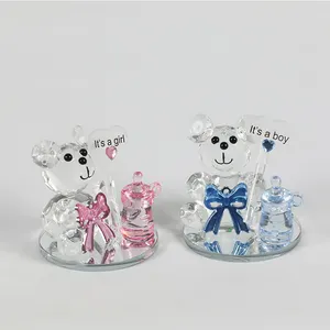 Oursons — ours en cristal style chinois souvenir, cadeau de vacances, décoration de maison, en cristal, bleu et rose, mignons ornements d'animaux